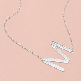 -M- White Gold Dipped Monogram Pendant Necklace